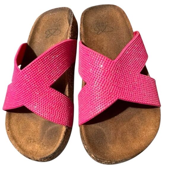 Bobbi Brooks Girls Pink Sparkle
Slides Slip-on Footbed Retro Sandals (11/12) - Picture 1 of 15